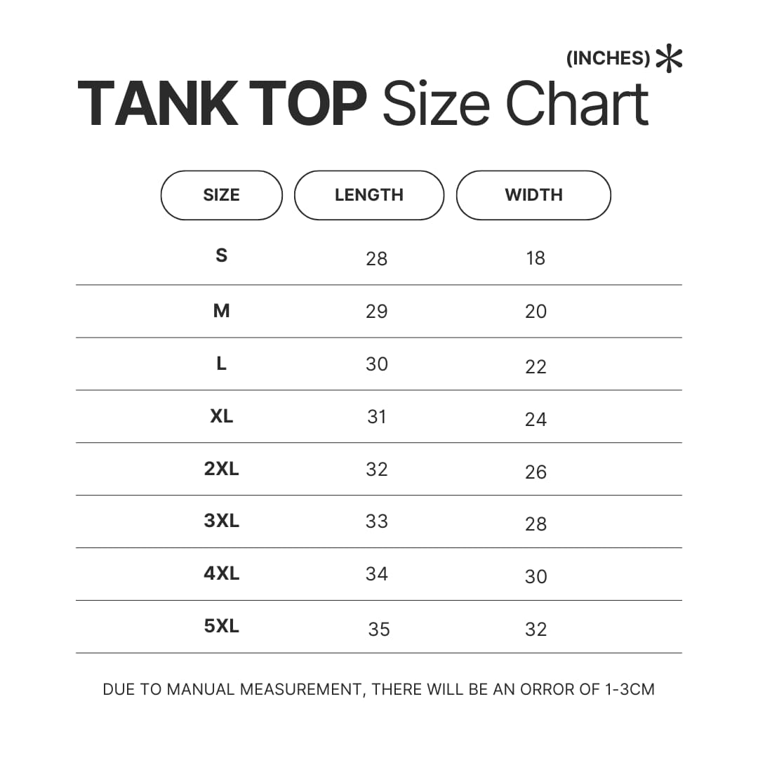 Tank Top Size Chart - Sea Of Thieves Merch