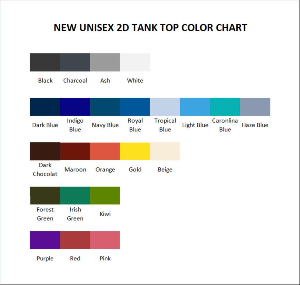 tank top color chart - Sea Of Thieves Merch